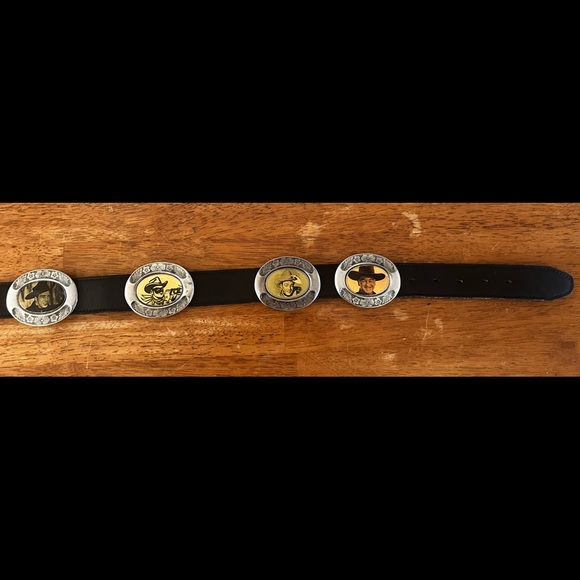 Black Leather Belt with 1950 Western Golden Age of Television actors - Picture 4 of 13